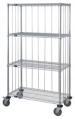 3 Sided Dolly Base, 4 Wire Shelf Cart With Rods & Tabs 81"H